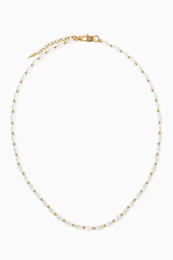 Seed Pearl Beaded Choker in 18kt Gold-plated Brass
