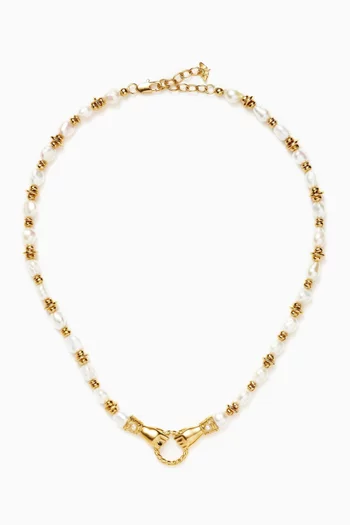 x Harris Reed In Good Hands Chunky Beaded Gemstone Necklace in 18kt Recycled Gold-plated Brass