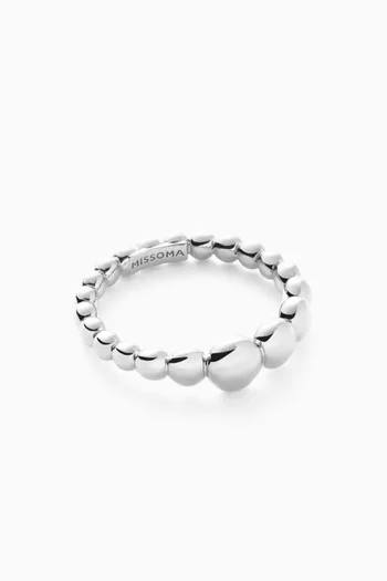 Articulated Beaded Stacking Ring in Rhodium-plated Recycled Sterling Silver