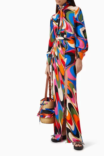 Onde-print Shirt in Stretch Rayon