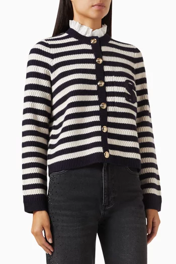 Long Sailor Striped Cardigan in Wool-Blend