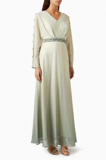 Ombre Belted Maxi Dress in Satin