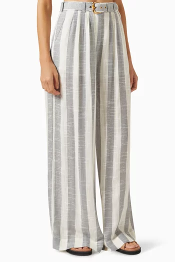 Matchmaker Striped Pin-tuck Pants in Viscose-blend