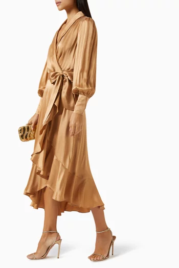 Wrap Midi Dress in Silk