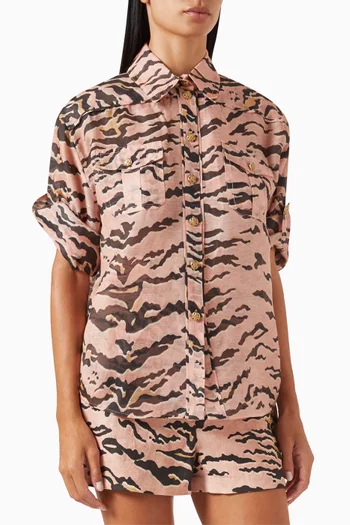 Matchmaker Safari Shirt in Linen-blend