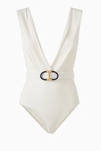 Alight Textured Plunge One-piece Swimsuit in Lycra