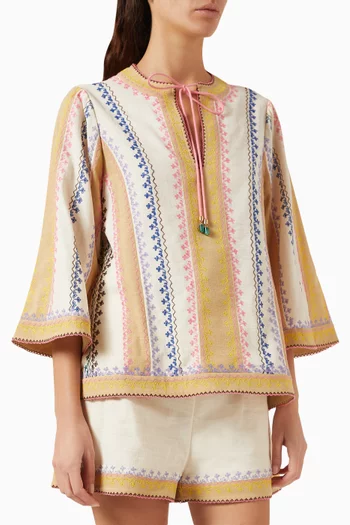 August Embroidered Top in Cotton