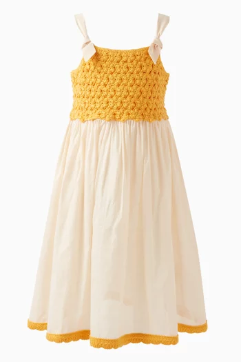 فستان جوني بتصميم زهور من نسيج كروشيه وقطن