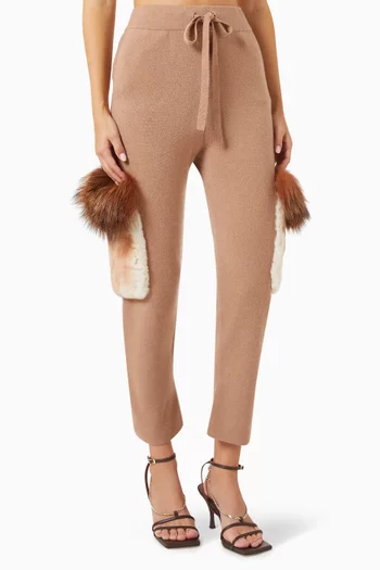 Fox & Rabbit Fur Flap Pockets Sweatpants in Merino Wool