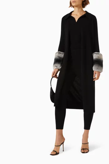 Long Cuff Cardigan in Wool-cashmere Knit