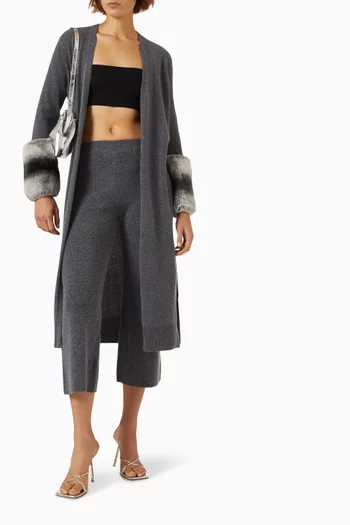Long Cuff Cardigan in Wool-cashmere Knit