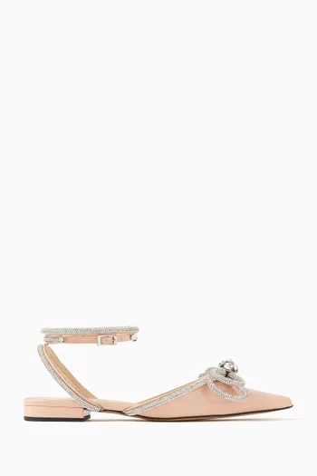 Double Bow Ballet Flats in Patent Leather