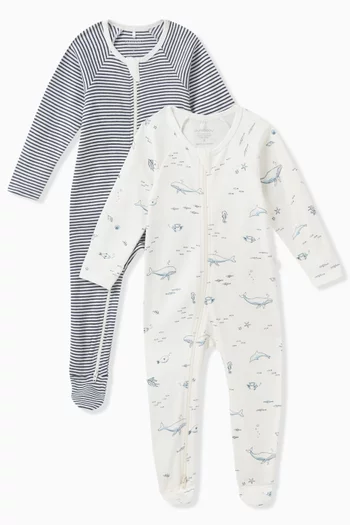 Printed Sleepsuit in Organic Cotton-jersey, Set of 2
