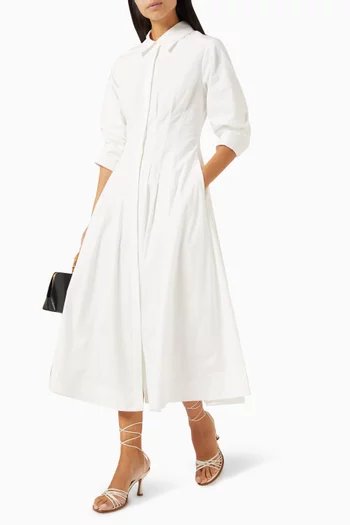 Jazz Pintuck Midi Dress in Poplin