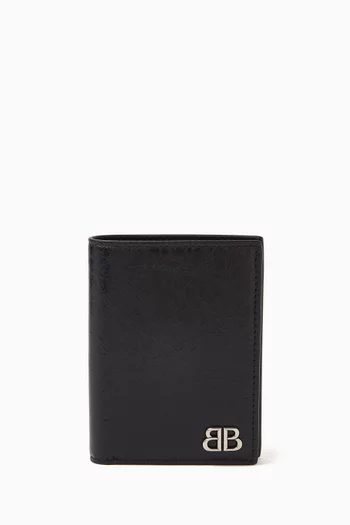 محفظة موناكو ثنائية الطي بتصميم رأسي جلد ماعز أرينا