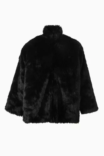 Unisex Extended BB Zip-up Jacket in Faux Fur