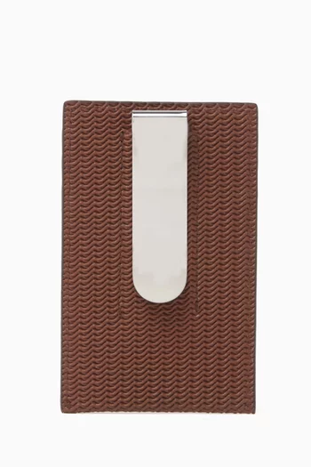 GA Logo Money Clip Card Holder in Leather