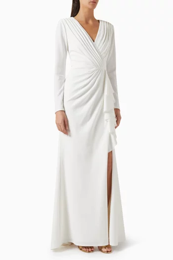 Kleiman Cascading Drape Gown in Crepe