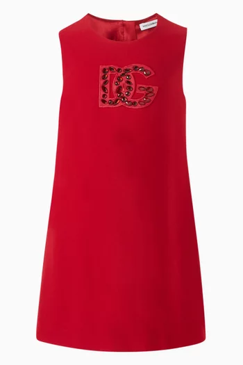 Rhinestone-embellished Logo Dress in Jersey