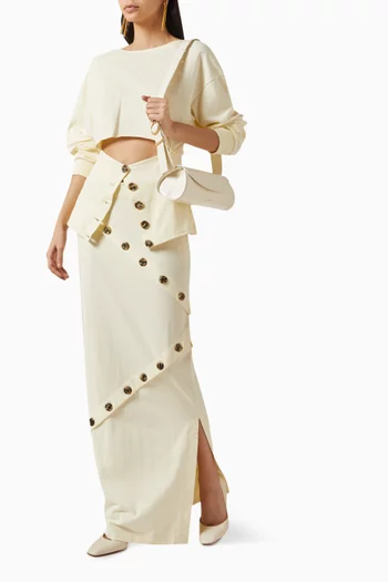 Button Maxi Skirt in Cotton-jersey