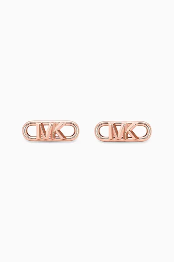 Empire Logo Stud Earrings in Rose Gold-plated Sterling Silver