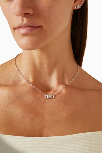 Pavé Empire Logo Necklace in Sterling Silver