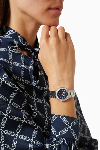 ساعة لينوكس كوارتز مرصعة بأحجار بافيه، 30 مم