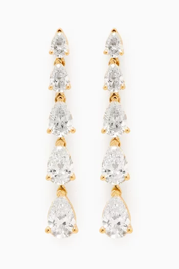 Pear-cut Diamond Drop Earrings in 18kt Yellow Gold