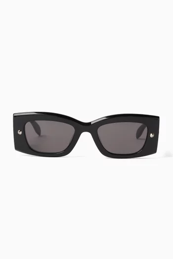 Studded Rectangular Sunglasses in Acetate