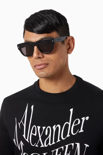 Studded Rectangular Sunglasses in Acetate