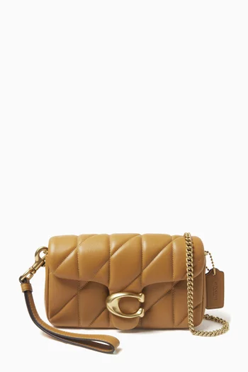 Tabby Quilted Crossbody Wristlet Bag in Leather