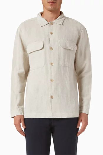 Long-sleeved Overshirt in Linen-cotton
