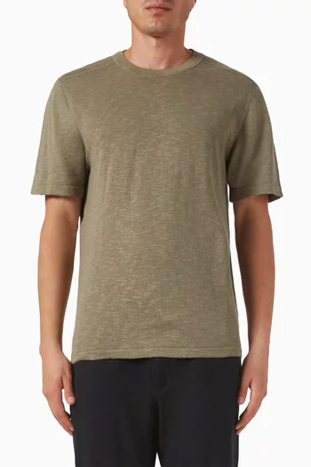 Knitted Short-sleeve T-shirt in Cotton-linen