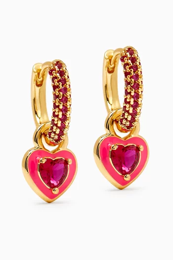 Puffy Heart Huggies in Gold-plated Brass