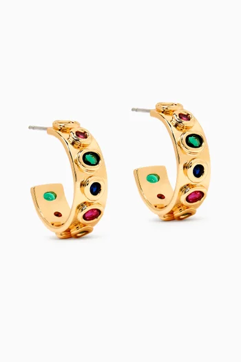 The Royale Stone Hoops in Gold-plated Brass