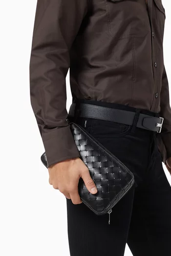 حقيبة متوسطة جلد مجدول