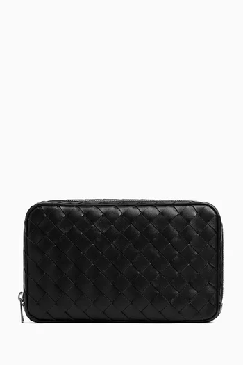 حقيبة متوسطة جلد مجدول