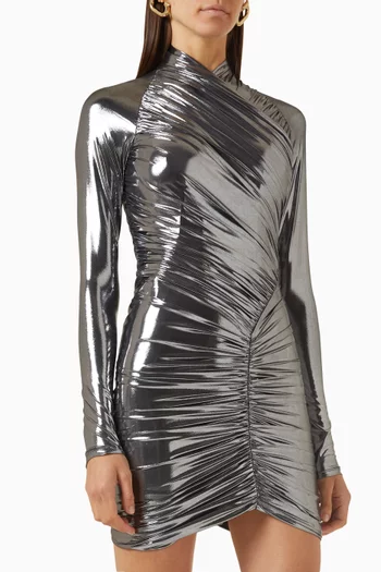 Ruched Mini Dress in Laminated Jersey
