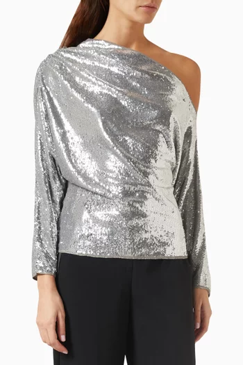 Draped One Shoulder Top in Polyester