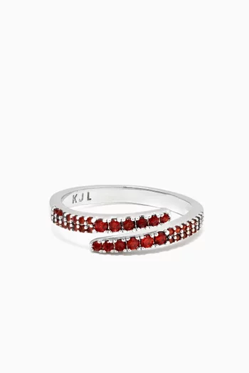 Pave Single Wrap Ring in Rhodium-plated Brass