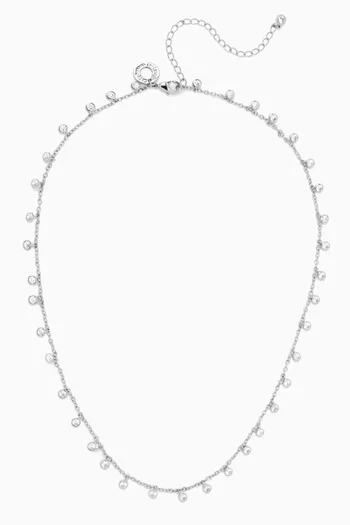 CZ Dangle Necklace in Rhodium-plated Brass