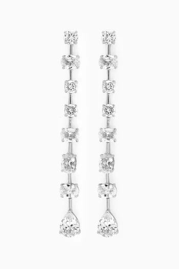 Linear Drop Earrings in Rhodium-plated Brass