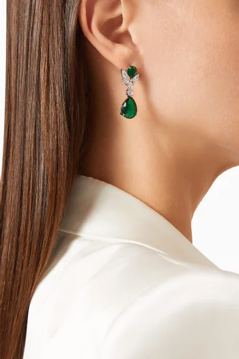 Pear Drop Earrings in Rhodium-plated Brass
