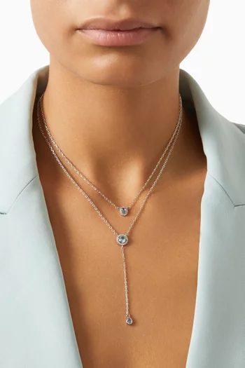 CZ Double Y Necklace in Rhodium-plated Brass