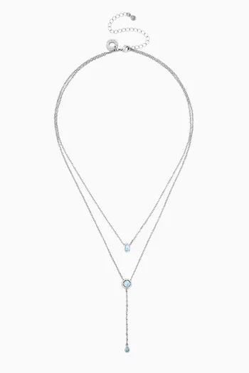 CZ Double Y Necklace in Rhodium-plated Brass