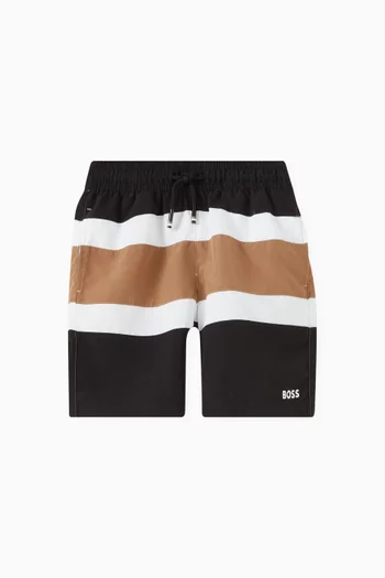 Striped Colour-block Swim Shorts