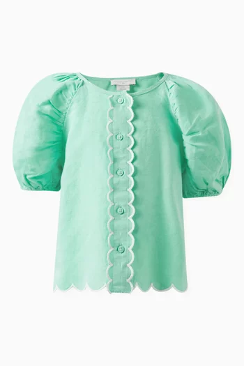 Puff-sleeve Shirt in Cotton-linen Blend
