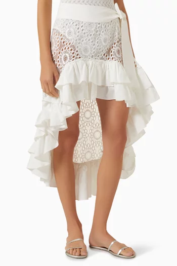 Loli Wrap Midi Skirt in Stretch-lace