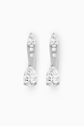 Pear-shaped Diamond Slider Earrings in 18kt White Gold