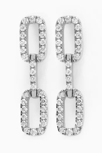 Full Diamond Link Drop Earrings in 18kt White Gold